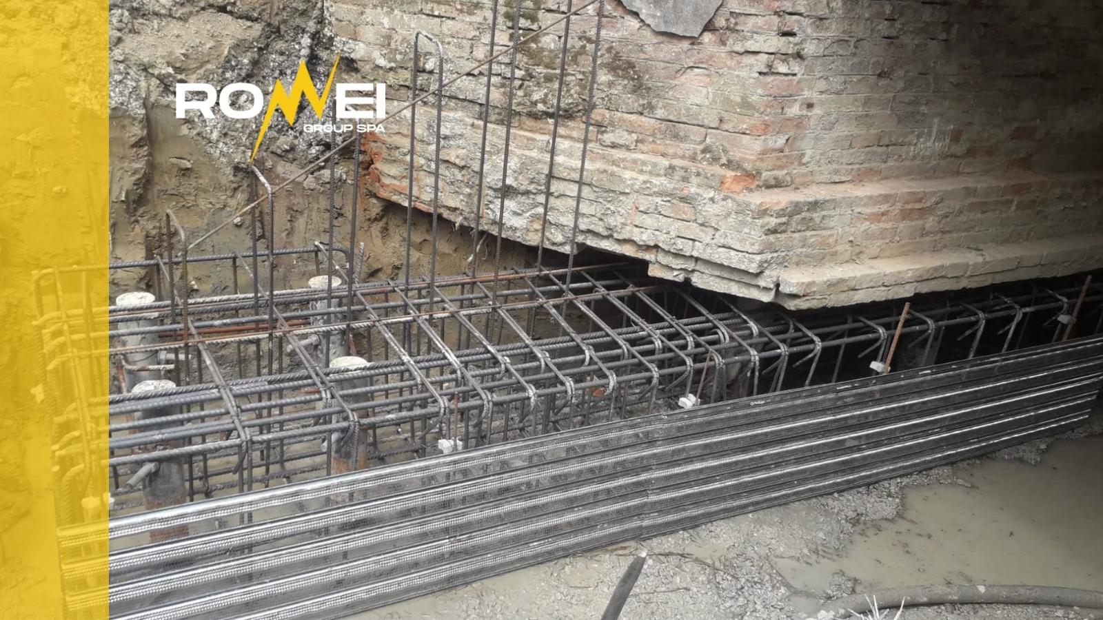 Intervento di consolidamento strutturale delle fondazioni eseguito da Romei Group